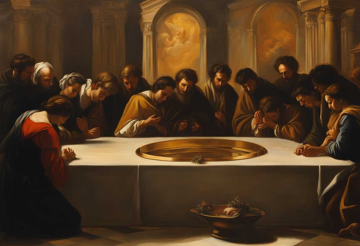 People-in-a-circle-heads-bowed-in-prayer-bathed-in-golden-light-united-in-solemnity_cnan
