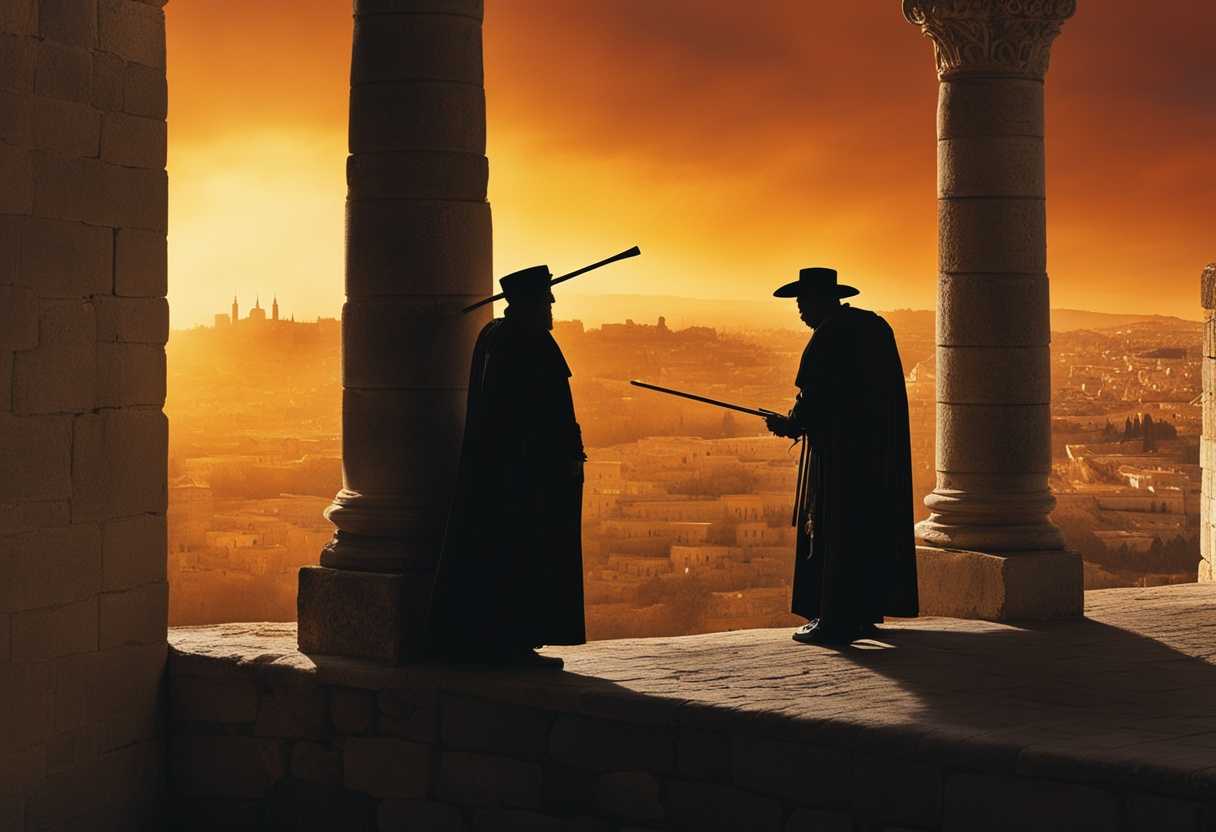 Silhouetted-watchmen-stand-tall-on-ancient-Jerusalem-walls-bathed-in-setting-sun's-glow_hzvc