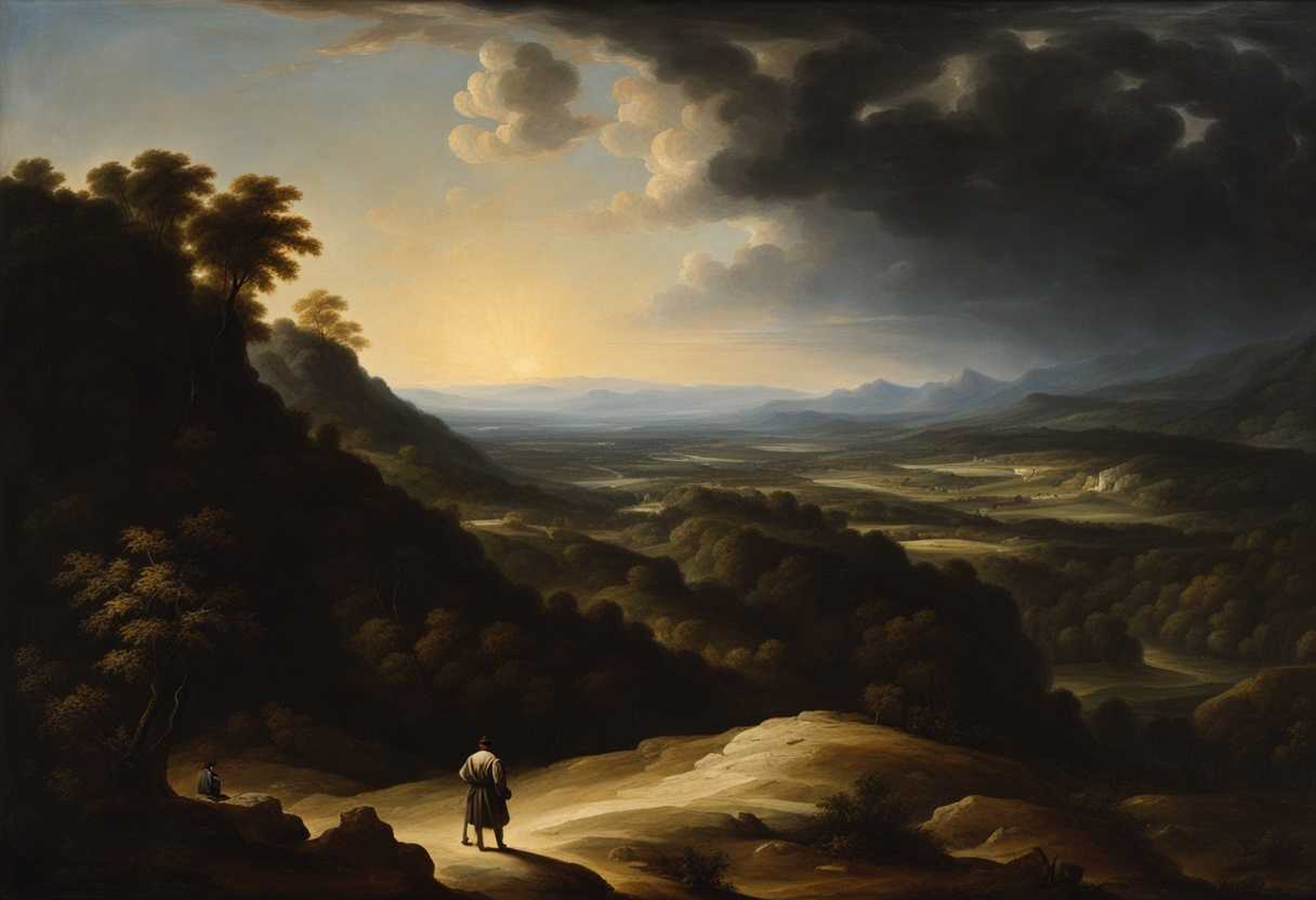 A-lone-figure-stands-in-a-vast-landscape-gazing-ahead-with-determination-under-dramatic-lighting_ewsj