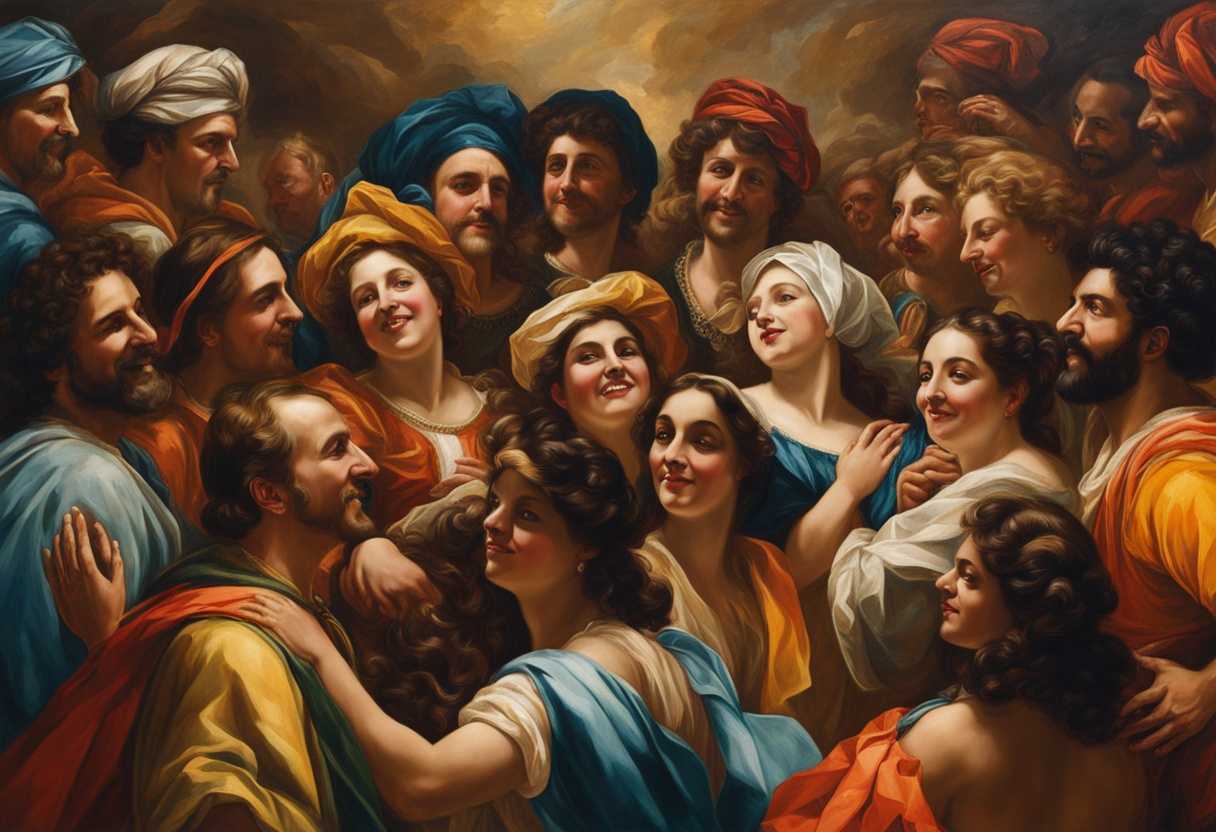 A-diverse-group-of-people-in-colorful-attire-standing-in-a-circle-radiating-joy-and-unity_exto