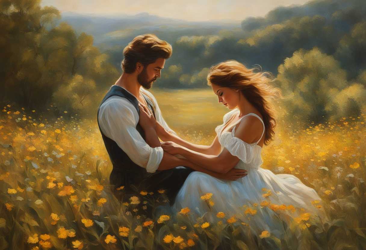 Couple-embraces-in-a-sunlit-wildflower-field-sharing-a-tender-moment-amidst-nature's-beauty_qapk