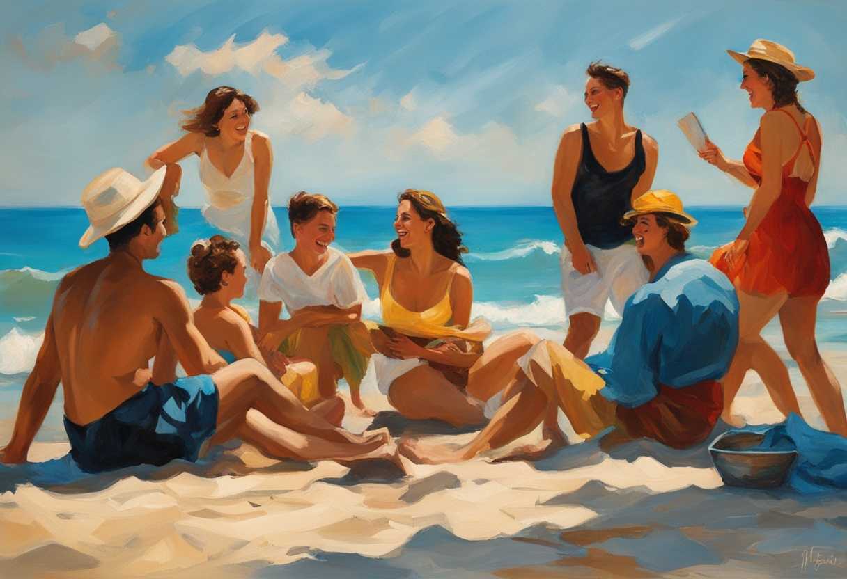 Friends-and-family-laughing-and-bonding-at-the-beach-vibrant-colors-against-azure-sea_itqw