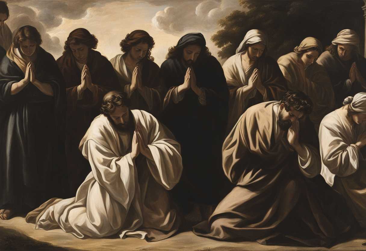 People-in-prayer-circle-under-sunlight-heads-bowed-hands-clasped-showing-unity-and-faith_wwjl