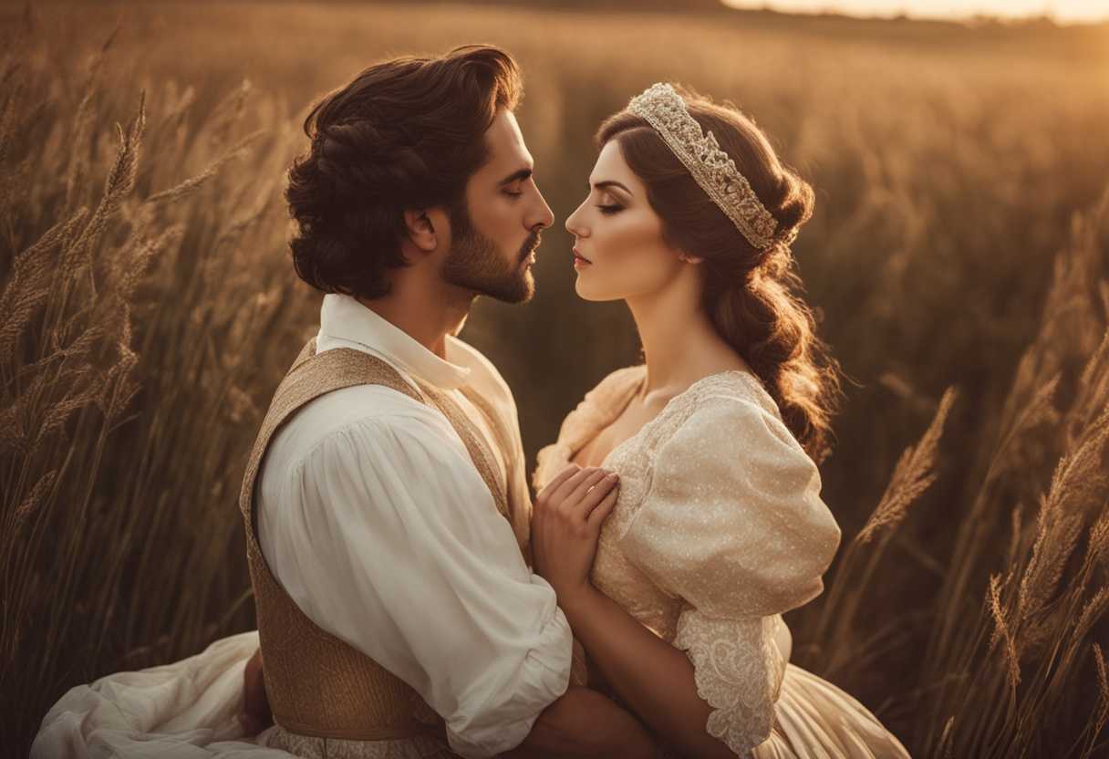 Vintage-couple-in-field-embracing-under-warm-sunlight-exuding-genuine-connection-and-timeless-eleg_islw