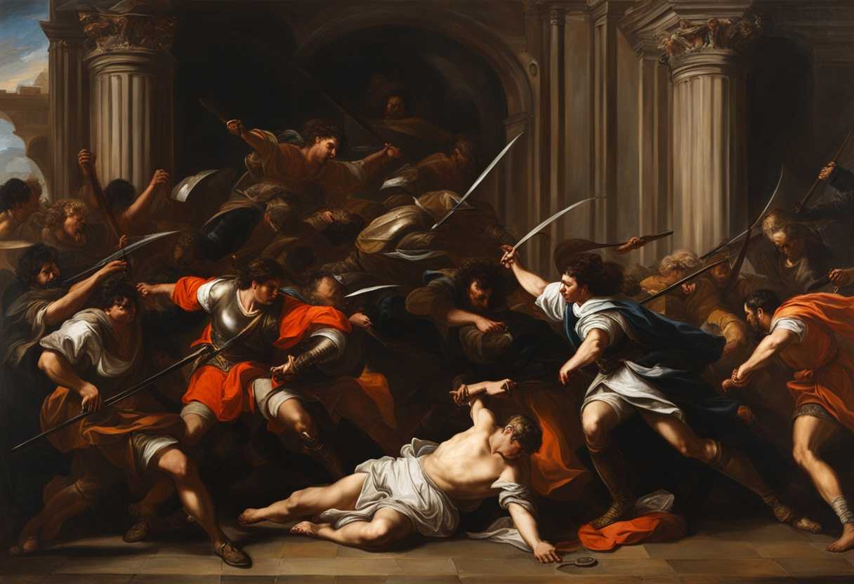 A-dramatic-scene-of-defiant-fighters-against-an-immovable-bronze-wall-in-a-fierce-battle_assa