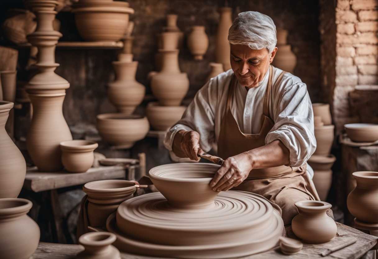 Skilled-potter-transforms-clay-on-spinning-wheel-creating-captivating-textures-and-contours_dawj