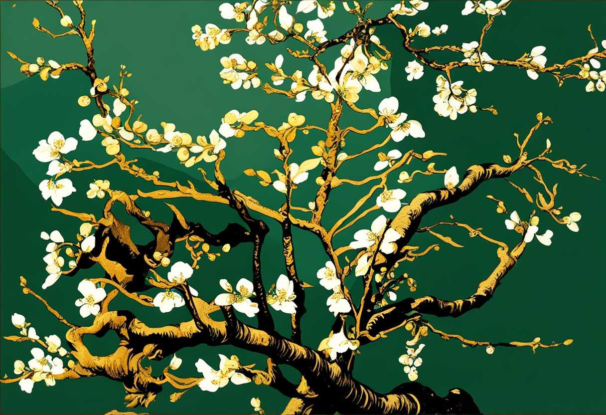 Sunlight-dances-on-gnarled-almond-branch-delicate-white-flowers-bloom-embodying-intricate-natural-_yfxs