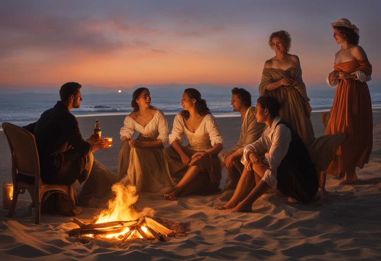 Friends-gathered-around-a-beach-bonfire-basking-in-the-glow-of-the-setting-sun_ourk