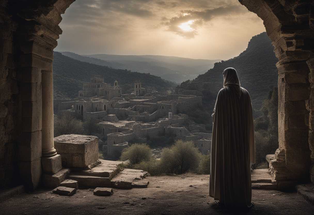 A-lone-figure-stands-amidst-ancient-ruins-in-the-Valley-of-Hinnom-feeling-the-weight-of-history's-d_mjdd