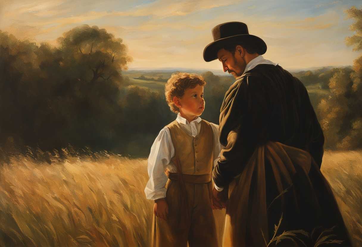 Uncle-and-nephew-stand-in-a-sunlit-field-feeling-the-weight-of-tradition-and-family-ties_evqr
