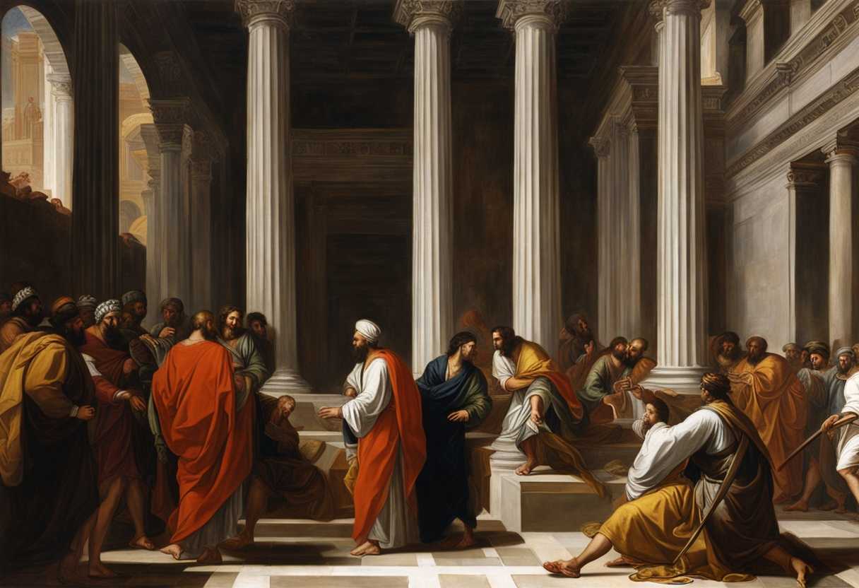 King-Zedekiah-confronts-Jeremiah-in-the-temple-with-Babylonian-officials-lurking-ominously-nearby_hhup