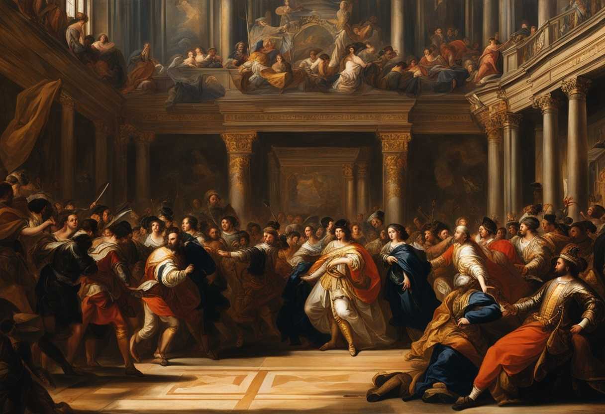 Crowd-enters-king's-court-regal-king-surrounded-by-guards-vibrant-activity-rich-historical-signif_teey