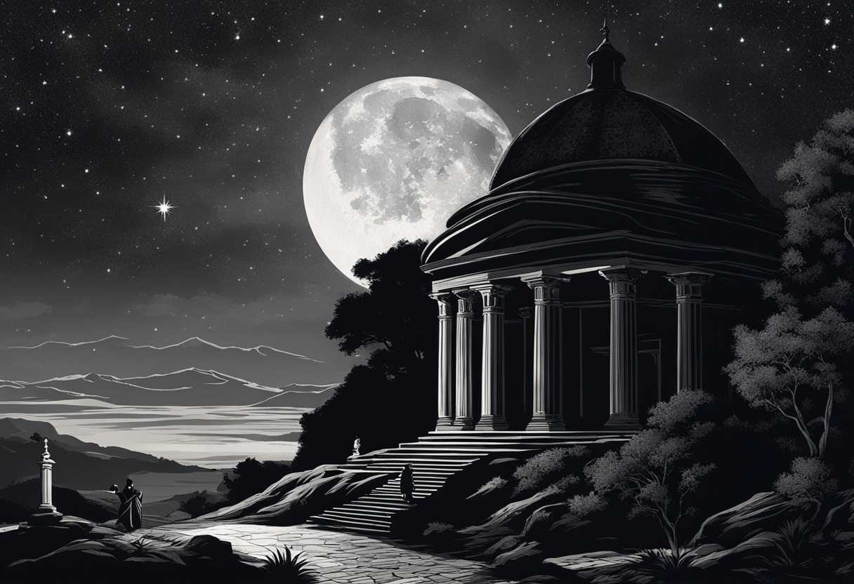A-moonlit-night-in-a-sacred-tomb-silhouettes-of-ancient-figures-under-starry-skies_skly