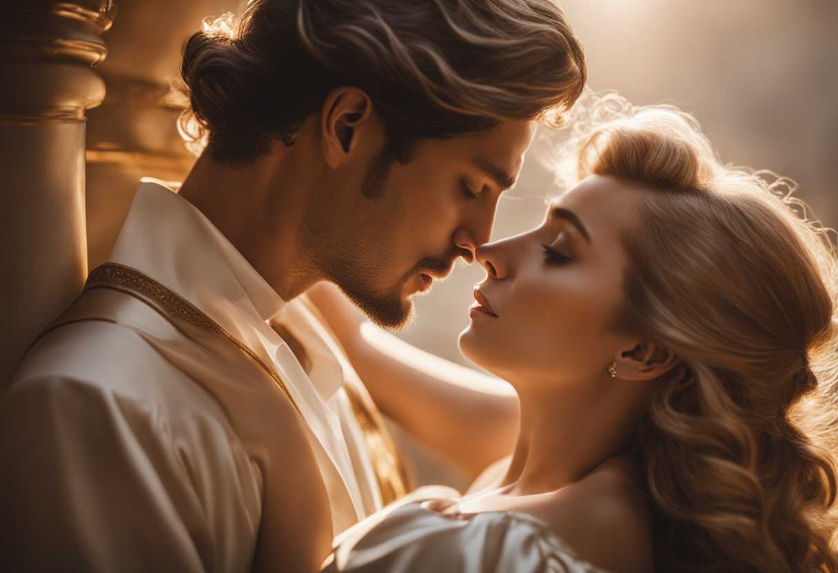A-couple-embraces-in-golden-light-sharing-a-tender-moment-filled-with-timeless-love_pdtq