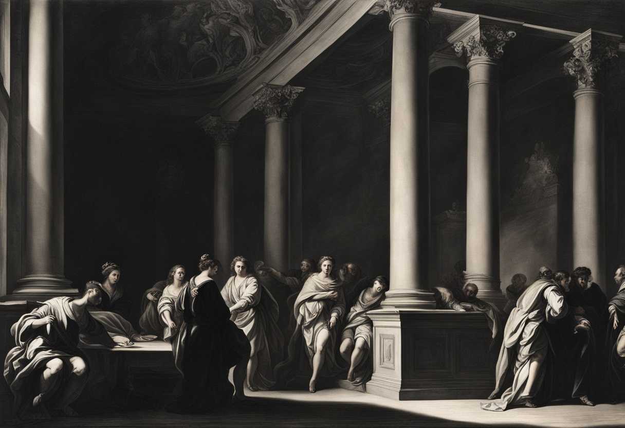 Dimly-lit-scene-of-arrogant-figures-shadows-creeping-in-symbolizing-impending-downfall-and-judgmen_ersl