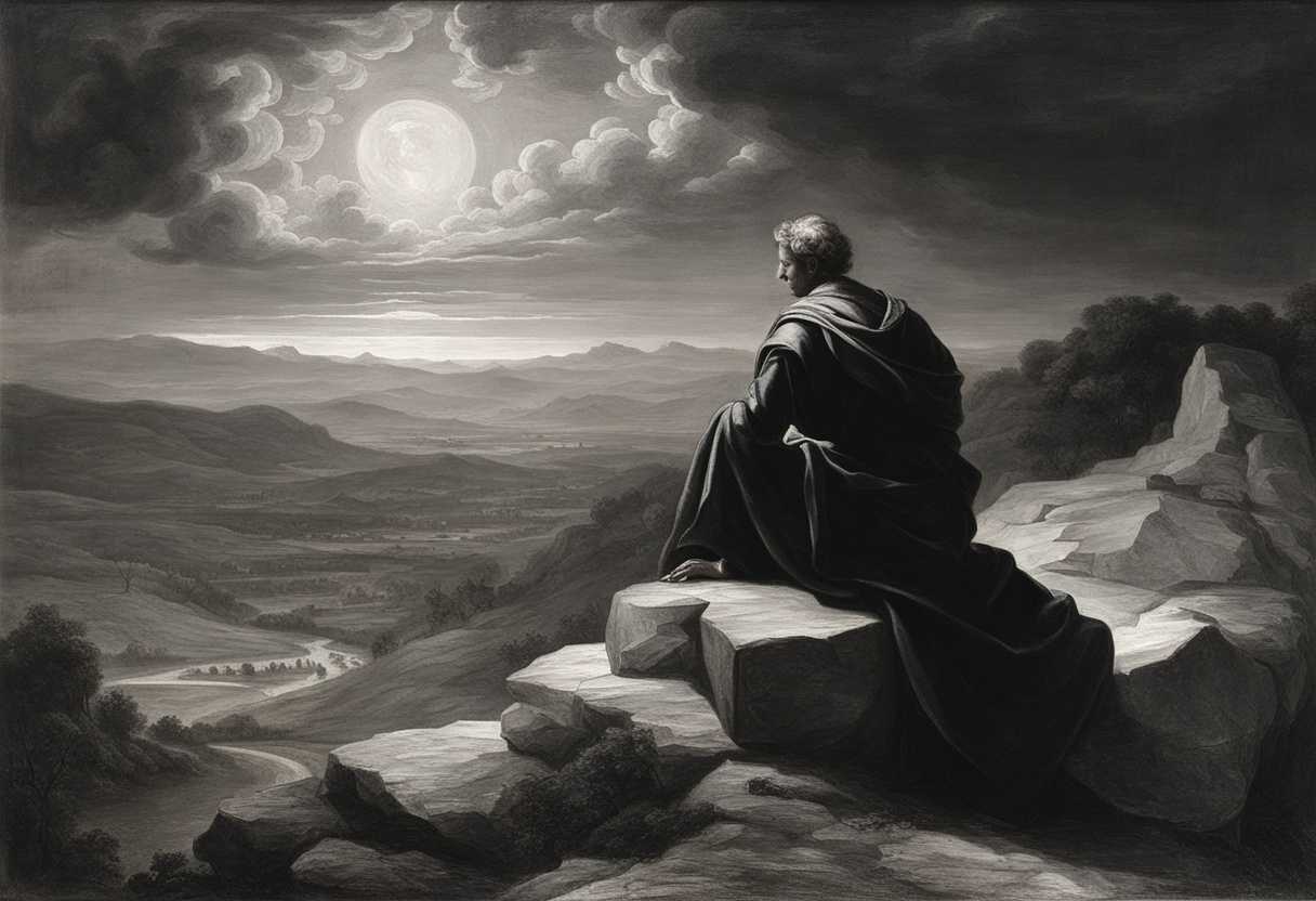 A-solitary-figure-gazes-over-a-barren-landscape-contemplating-suffering-and-injustice-under-a-ray-o_usjq