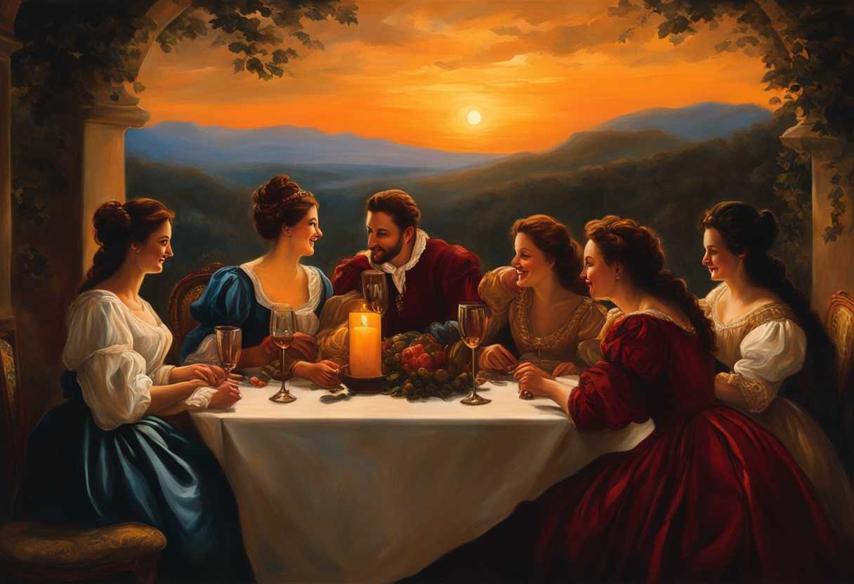 Family-gathered-around-a-table-at-sunset-sharing-wine-laughter-and-love-in-rich-hues_loky