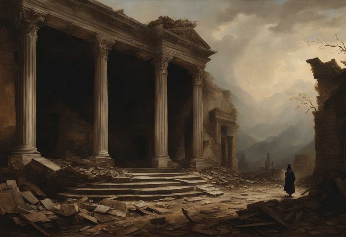 A-lone-survivor-stands-amidst-the-ruins-of-a-fallen-house-a-haunting-figure-in-desolation_yhlk