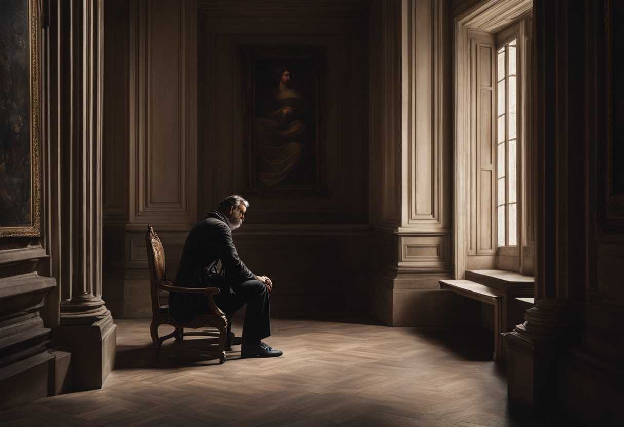 A-man-sits-in-a-dimly-lit-room-deep-in-thought-contemplating-the-divine-presence_znvv