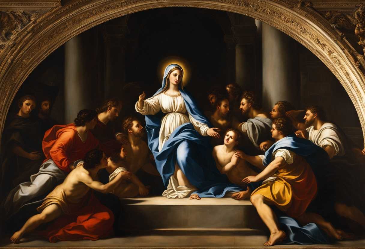 A-dramatic-scene-Virgin-Mary-surrounded-by-divine-light-contrasting-with-unrighteous-workers-in-sh_quaa