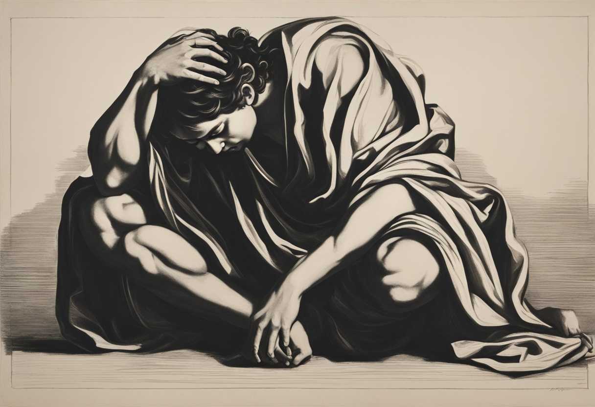 A-lone-figure-in-despair-head-bowed-hands-clasped-in-supplication-pleading-for-help_iscn