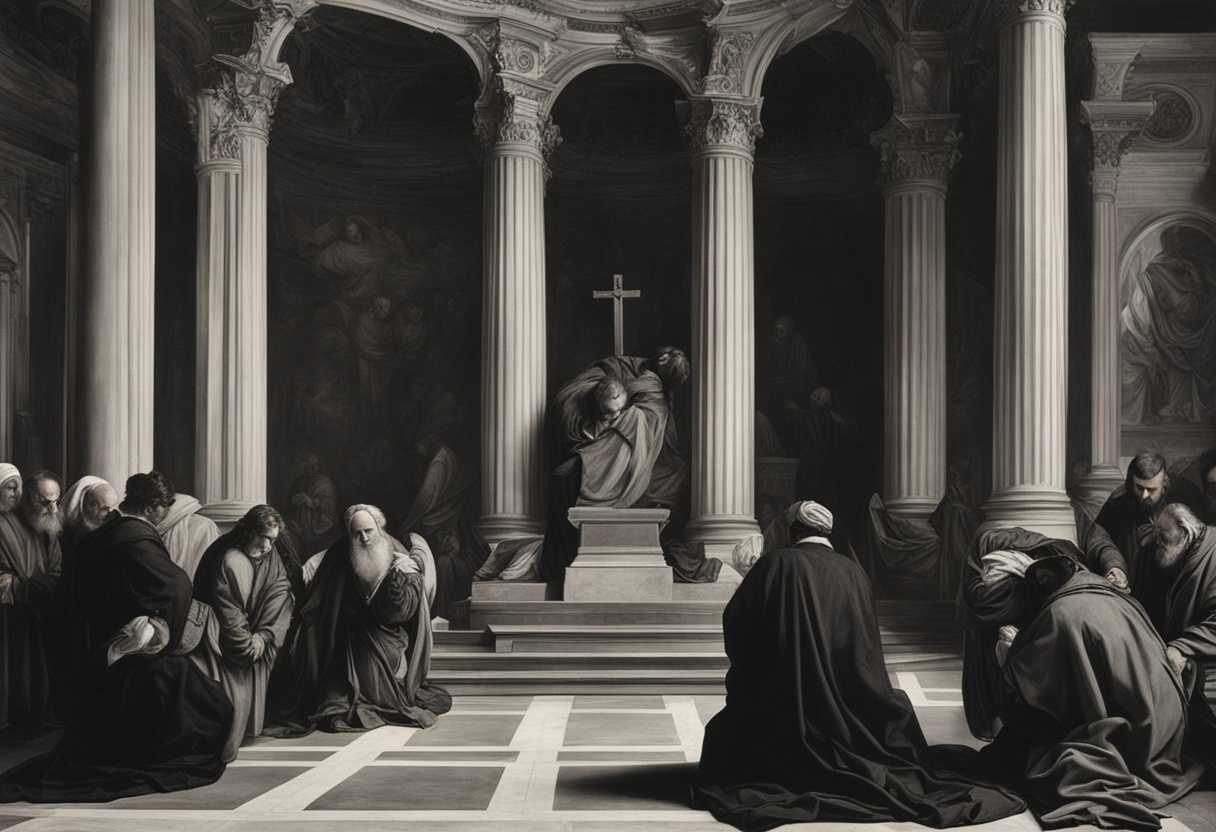 Religious-leaders-grieving-together-solemn-faces-united-in-sorrow-altar-and-sacred-objects-presen_amlt