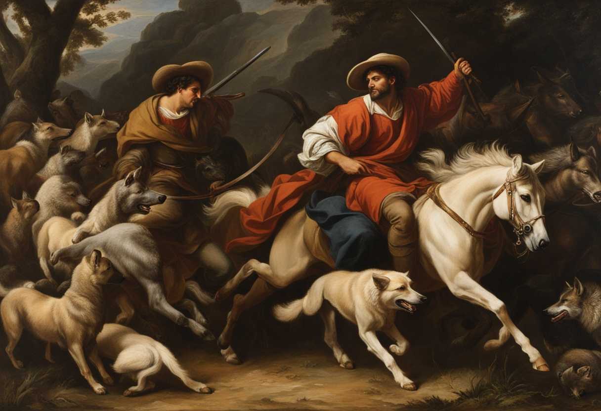 Hired-hand-flees-shepherd-defends-flock-from-lurking-wolf-showcasing-cowardice-and-bravery_vhmf