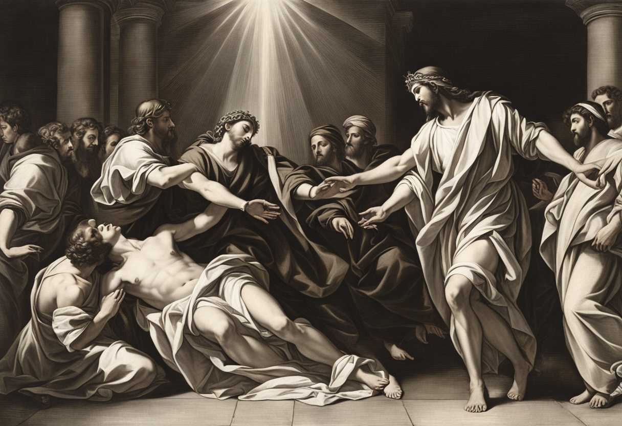 Jesus-resurrects-a-man-divine-light-illuminates-linen-strips-fall-bound-hands-and-feet-freed_thyo