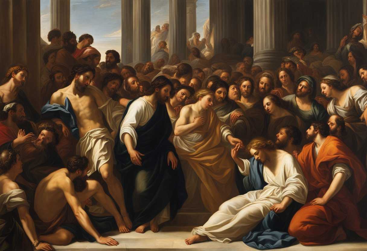 Diverse-crowd-eagerly-surrounds-Jesus-basking-in-warm-sunlight-feeling-his-commanding-presence_owvu