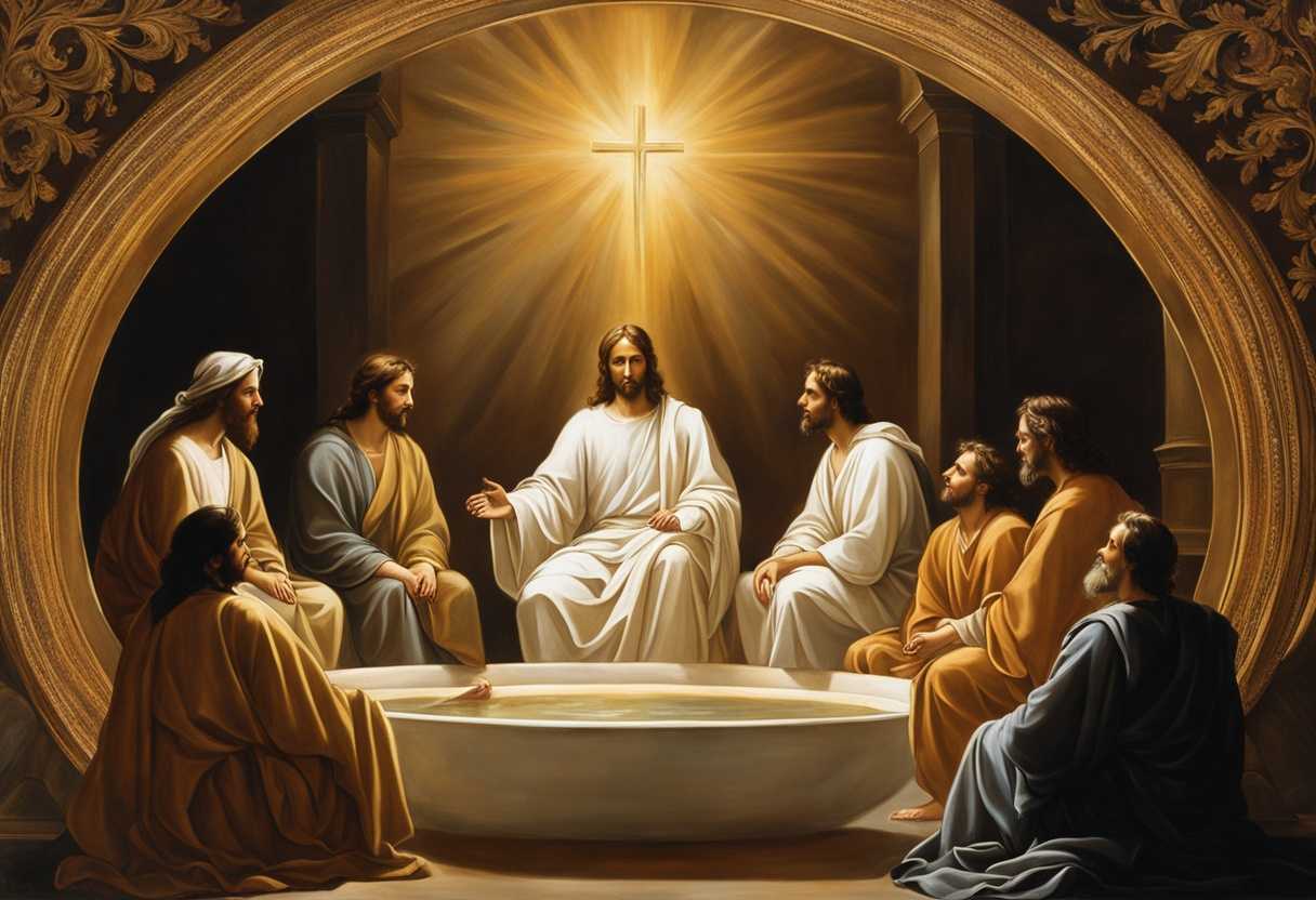 Jesus-and-disciples-in-a-serene-circle-bathed-in-golden-light-exuding-wisdom-and-compassion_qacs