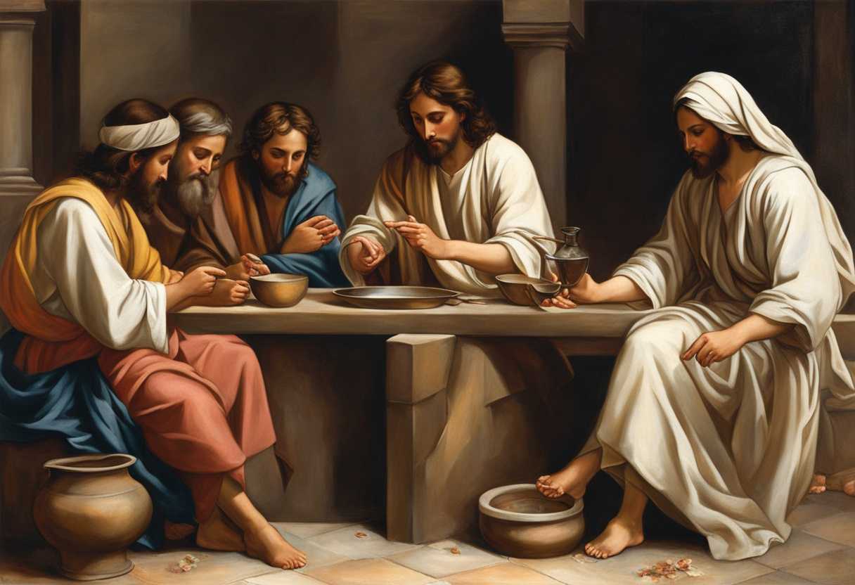 Jesus-humbly-washes-disciples'-feet-at-Passover-embodying-love-care-and-spiritual-significance_fkaz