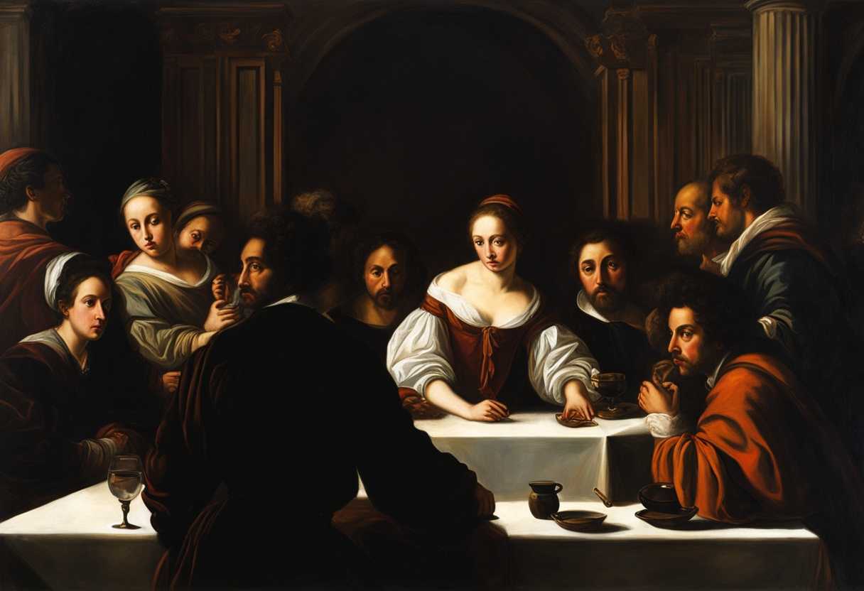 A-diverse-group-gathers-in-a-dimly-lit-room-eyeing-a-lone-figure-with-suspicion_nxdd