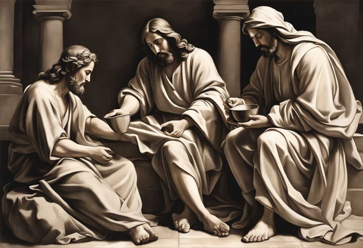Jesus-humbly-washes-disciples'-feet-in-reverent-silence-casting-a-powerful-contrast-in-solemn-light_yoim