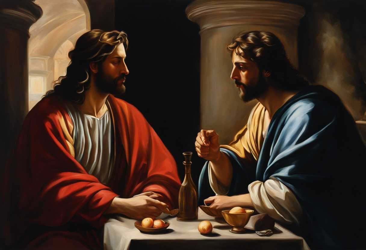 Tense-moment-between-Jesus-and-Judas-moneybag-glowing-decision-looming-complex-relationship_nerq