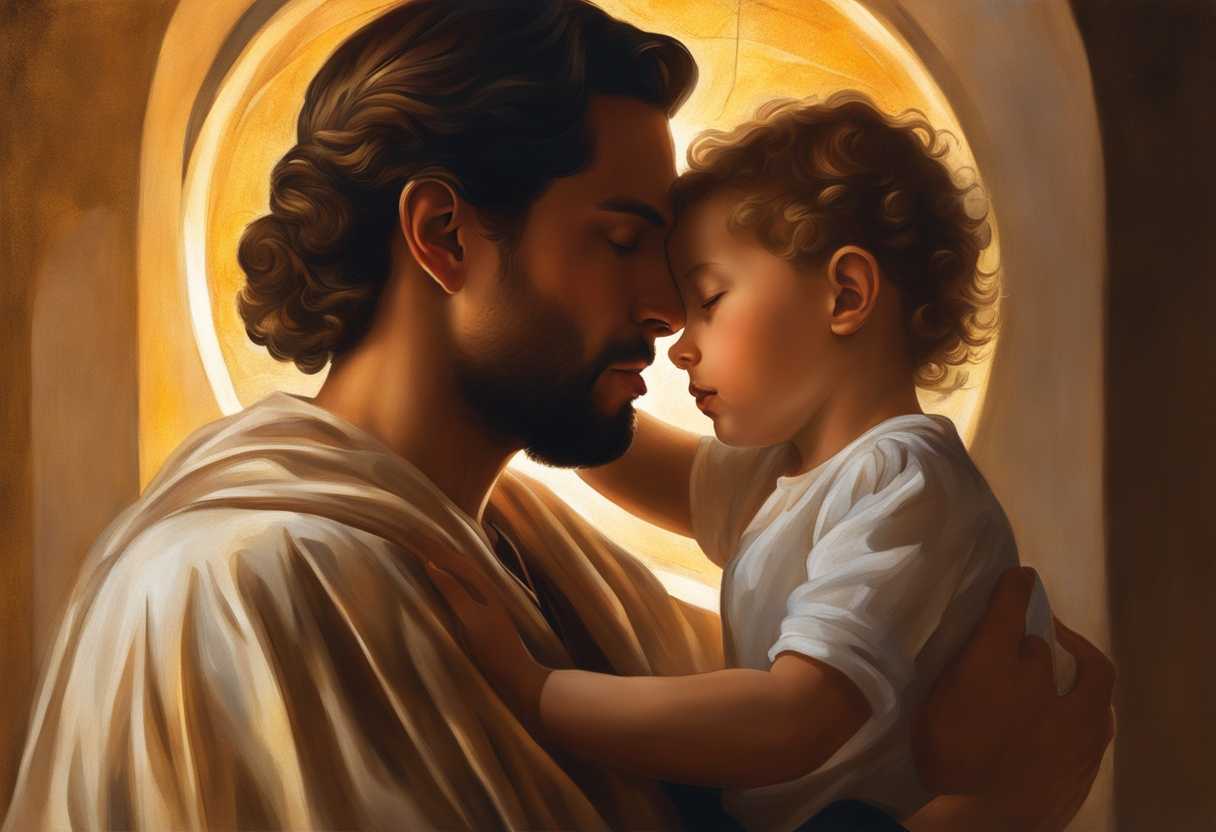 Father-and-child-embrace-under-setting-sun-radiating-love-and-guidance-in-golden-light_cqwx