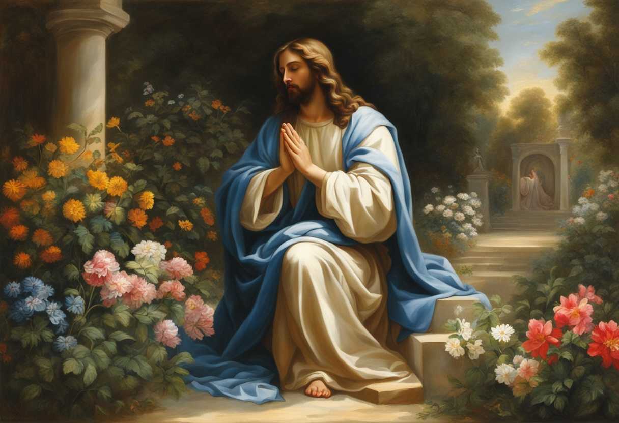 Jesus-praying-in-peaceful-garden-surrounded-by-blooming-flowers-and-gentle-sunlight_upmy