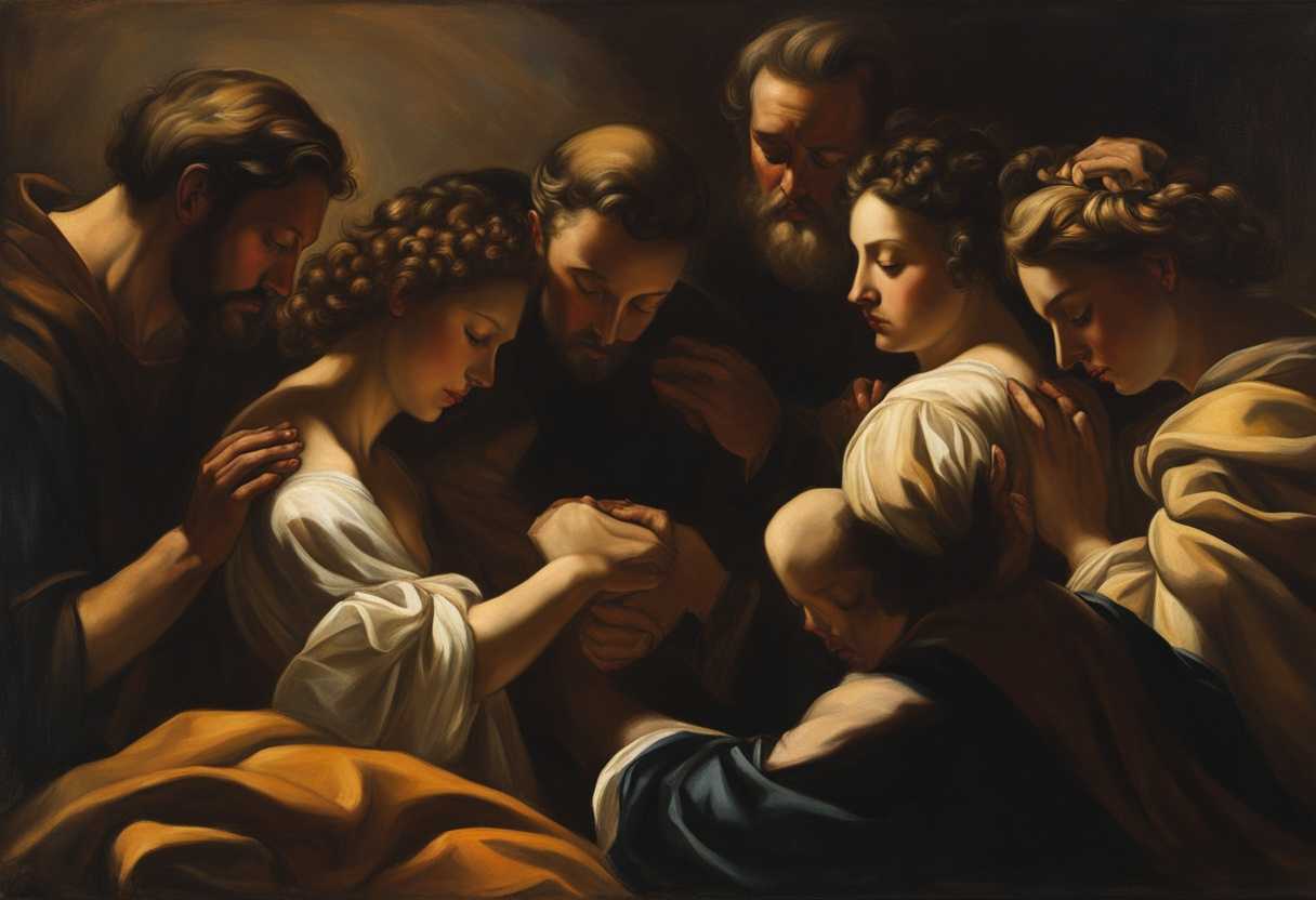 People-in-a-circle-heads-bowed-in-prayer-bathed-in-warm-light-embodying-unity-and-devotion_kqau