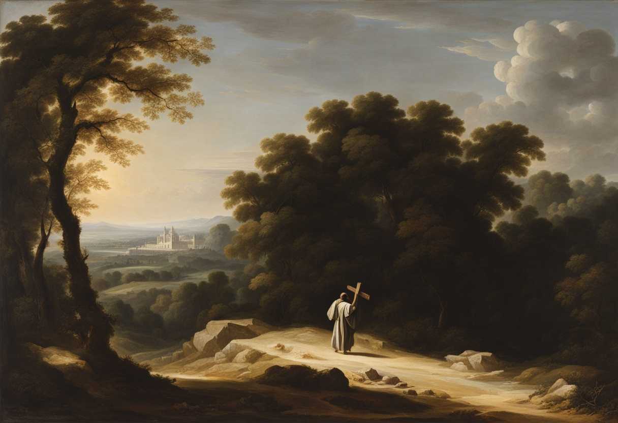 A-man-walks-alone-carrying-a-cross-under-harsh-sunlight-embodying-sacrifice-and-solitude_lwct