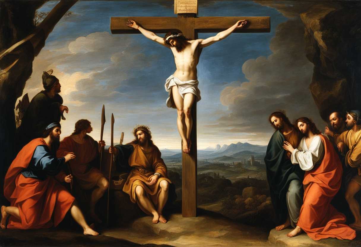 Crucifixion-scene-at-Golgotha-with-Jesus-and-two-others-Pilate's-inscription-visible_gcko