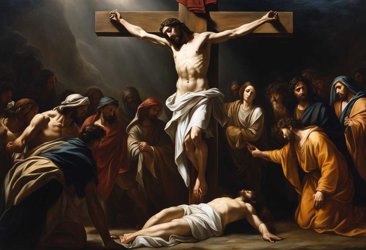Emotional-tableau-of-Jesus-on-the-cross-with-grieving-followers-powerful-lighting-and-composition_rsaf