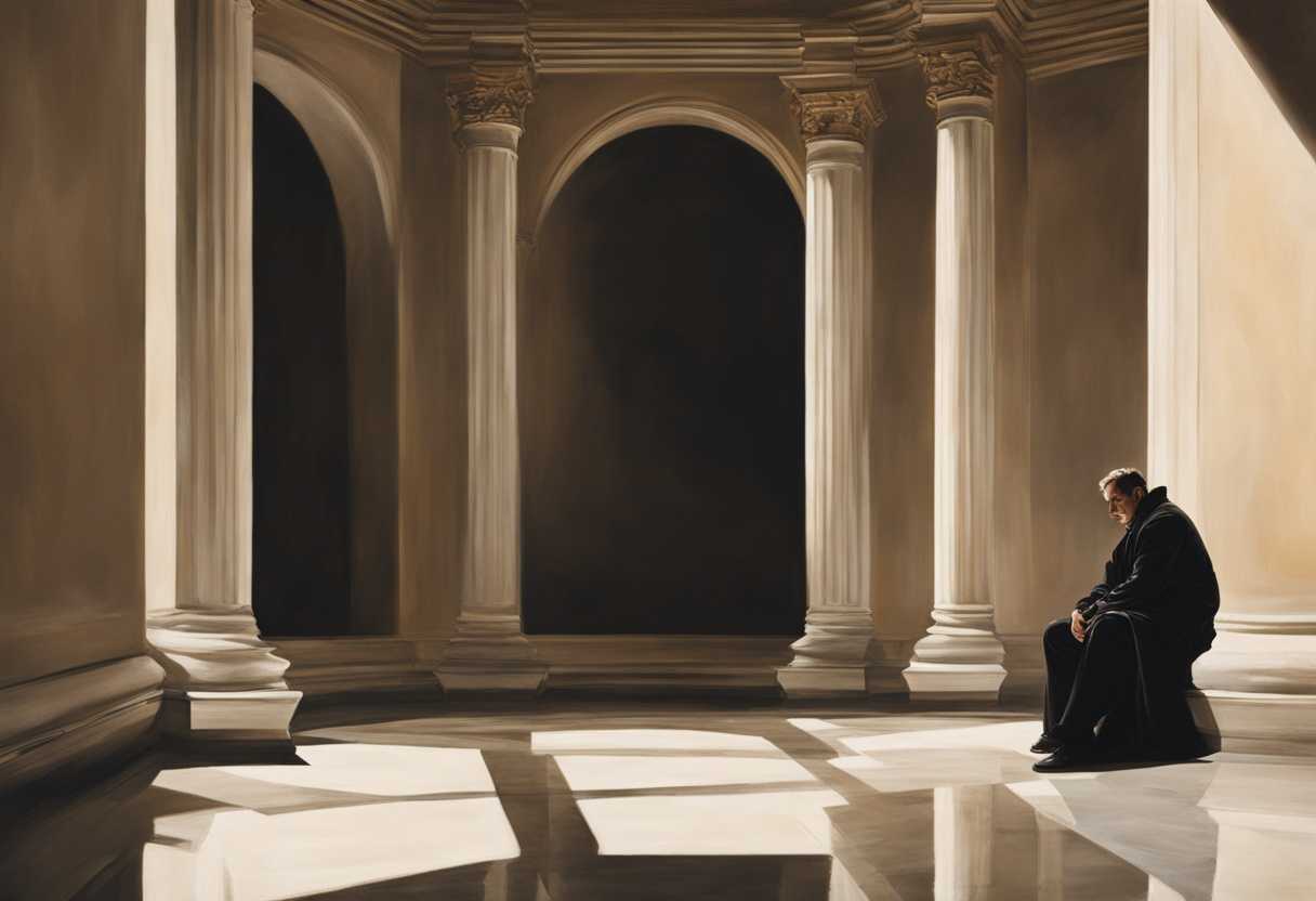 A-man-sits-in-a-pool-of-light-surrounded-by-shadows-deep-in-thought_zrbq