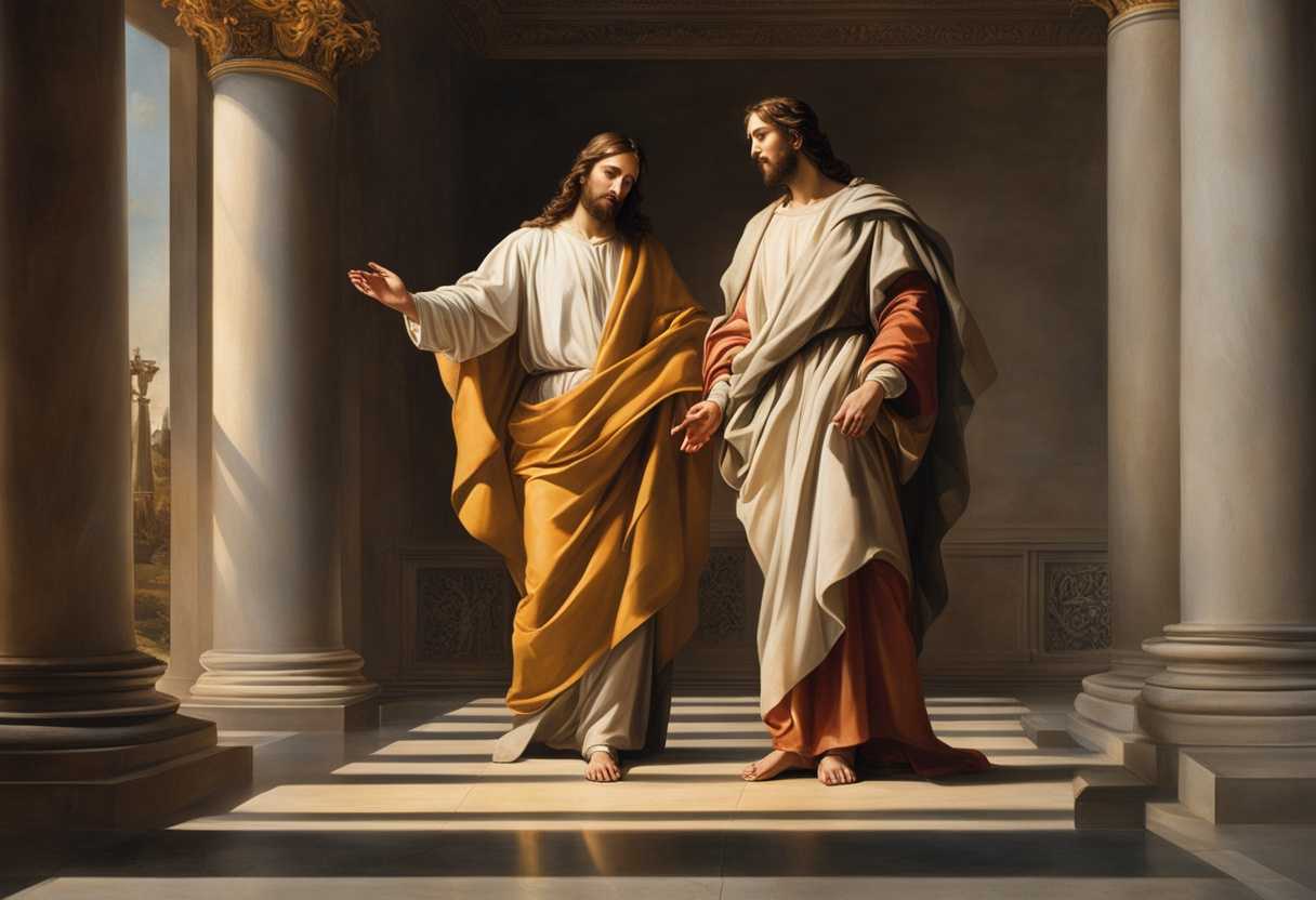 John-and-Jesus-Christ-stand-in-radiant-sunlight-exuding-calm-grace-and-spiritual-significance_ehso