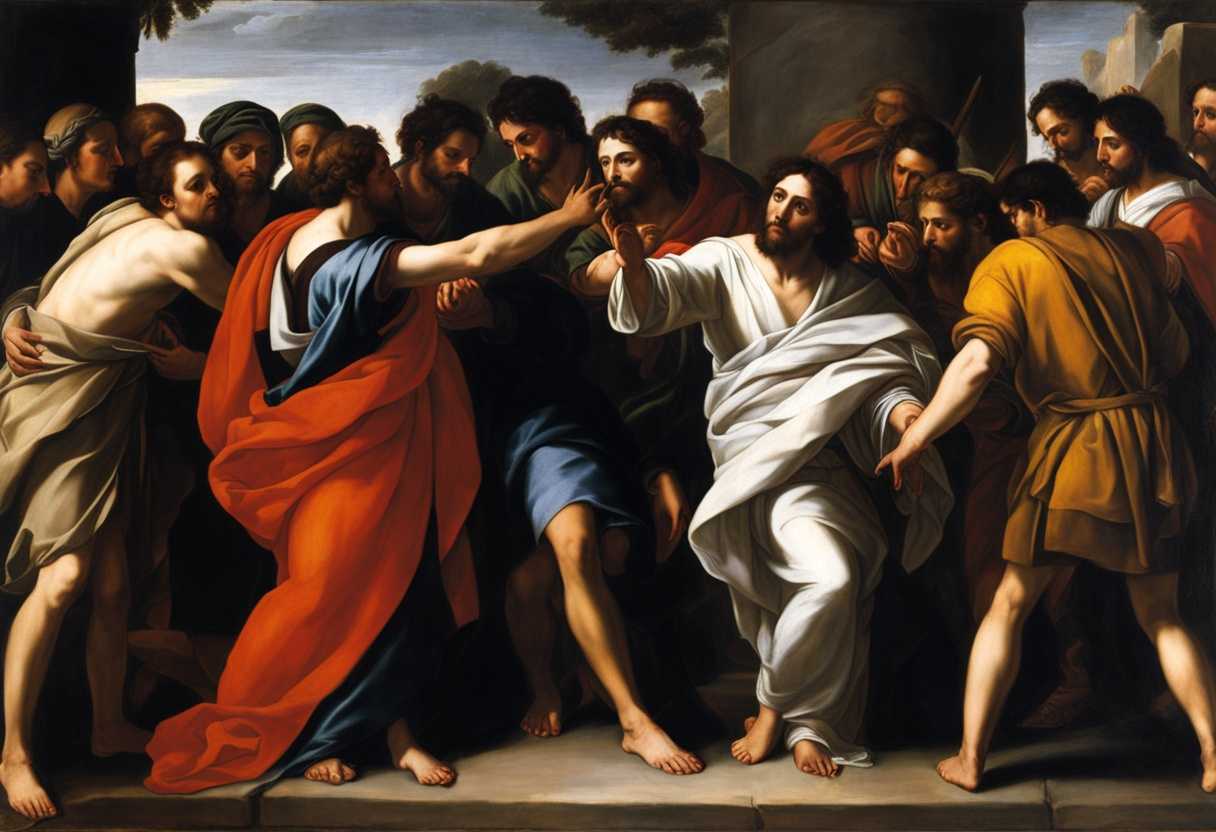 Thomas-hesitantly-reaches-out-to-touch-Jesus'-wounds-surrounded-by-disciples-in-awe_jqmr
