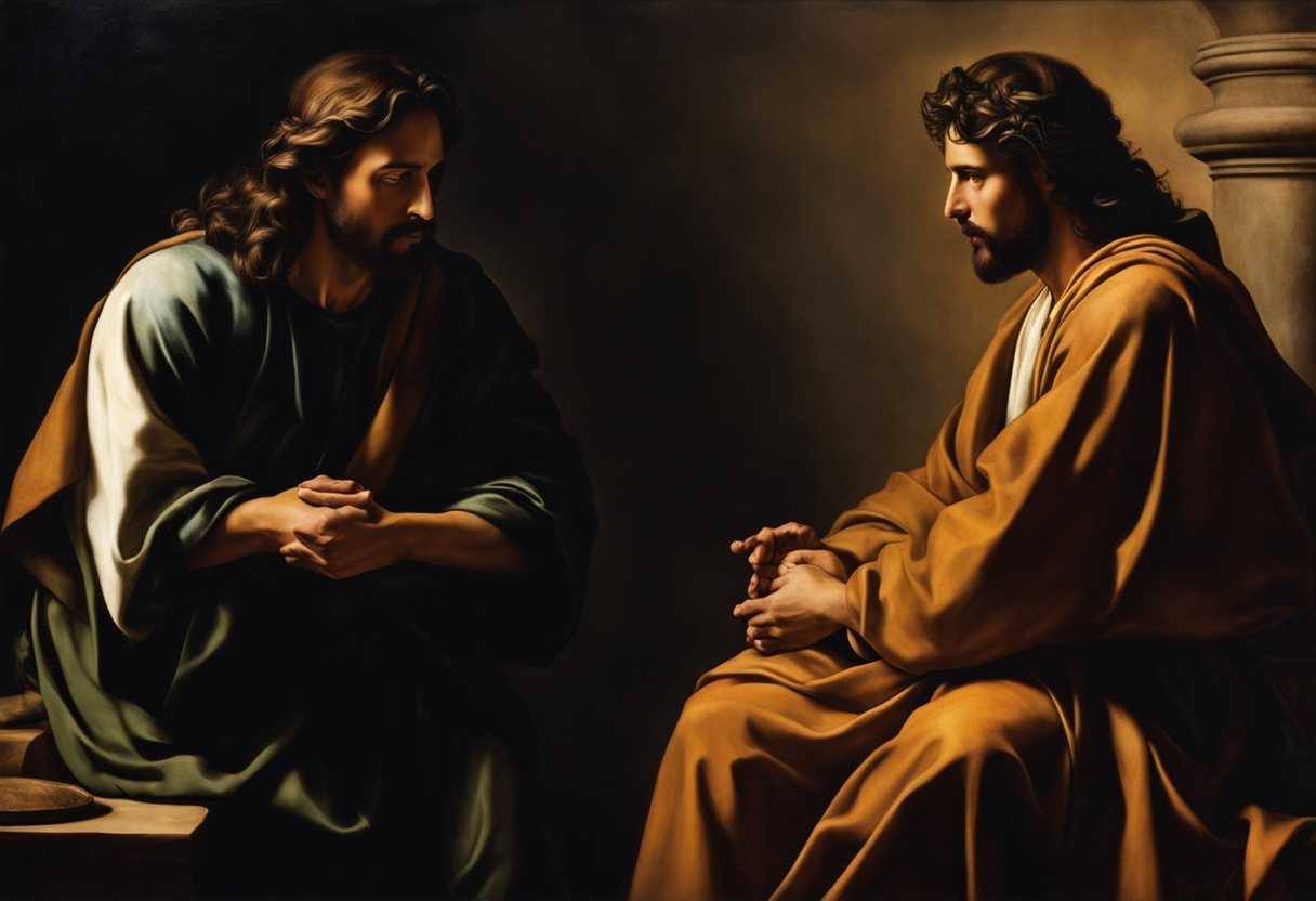 Jesus-Peter-and-beloved-disciple-in-deep-conversation-dramatic-lighting-solemn-atmosphere_xwxb