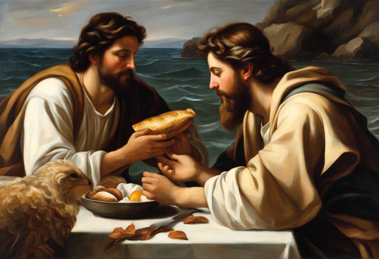 Peter-recognizes-Jesus-by-the-shore-as-they-share-a-breakfast-of-fish-and-bread_aqba