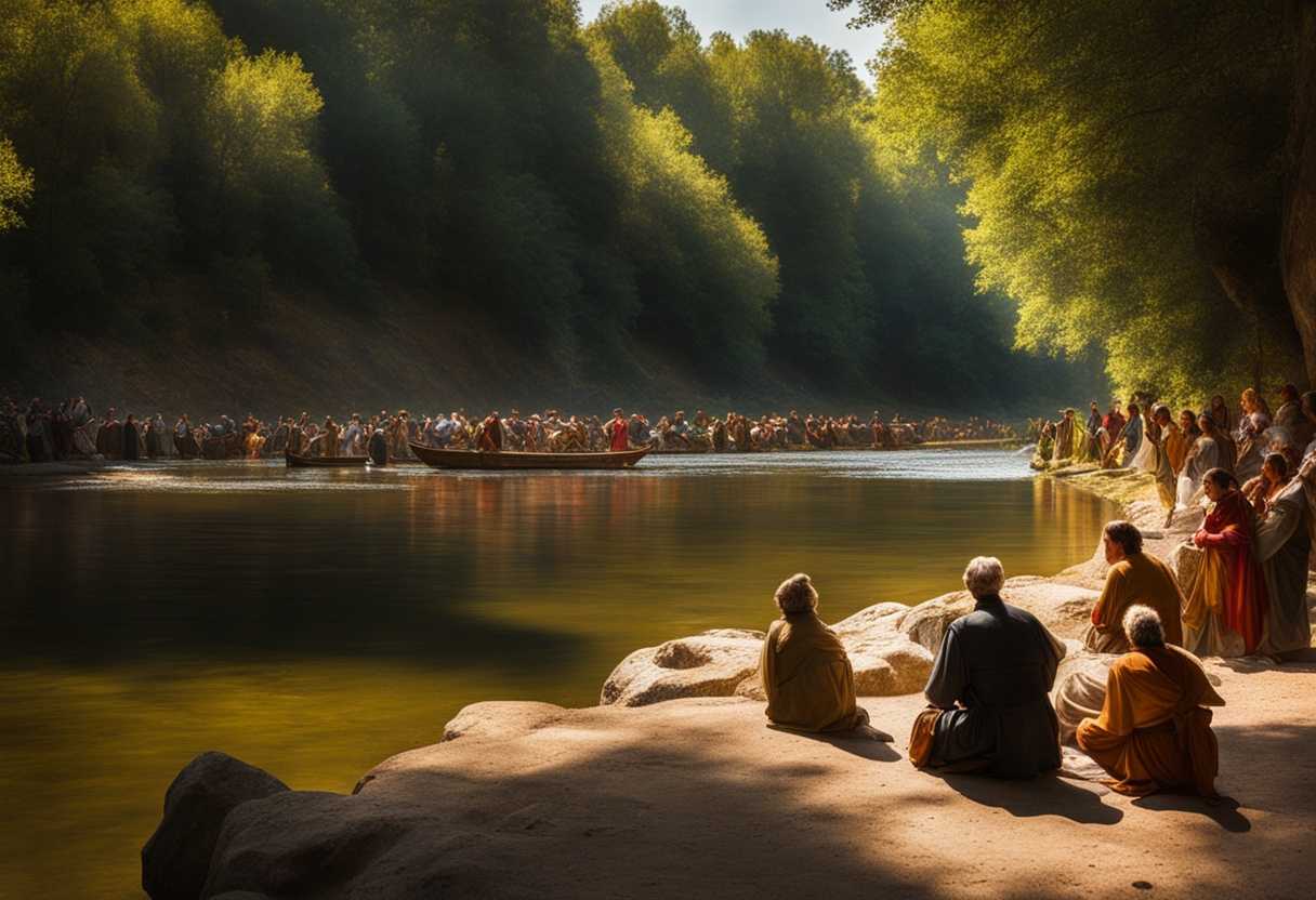 John-at-river-crowd-watching-sunlight-through-trees-serene-moment-of-exchange_nsvy