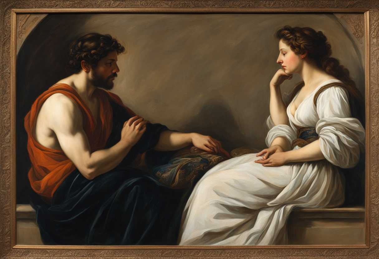 A-woman-and-man-engage-in-a-deep-thoughtful-conversation-exuding-wisdom-and-sincerity_diee