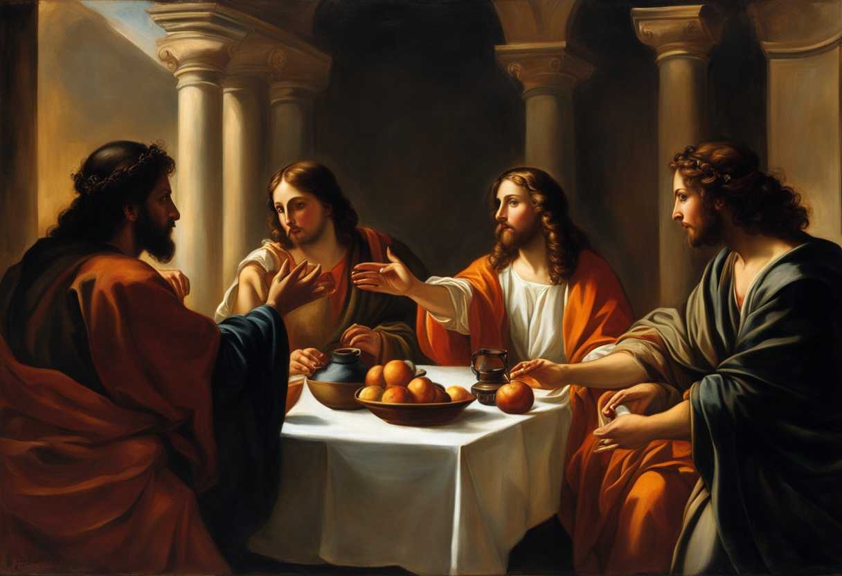 Jesus-and-disciples-converse-with-a-woman-intense-lighting-expressive-faces-engaging-gestures_hber