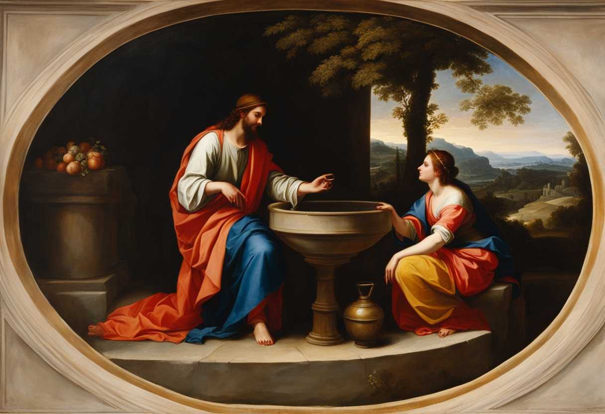 Jesus-and-a-Samaritan-woman-share-intimate-conversation-at-a-well-with-symbolic-elements_ldvs