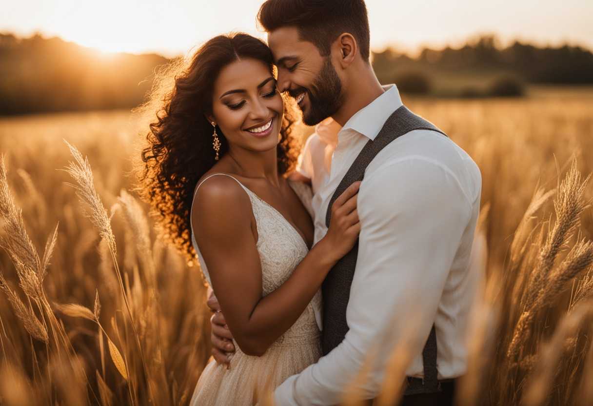 Couple-in-field-smiling-bathed-in-golden-light-exuding-love-and-connection_wdad